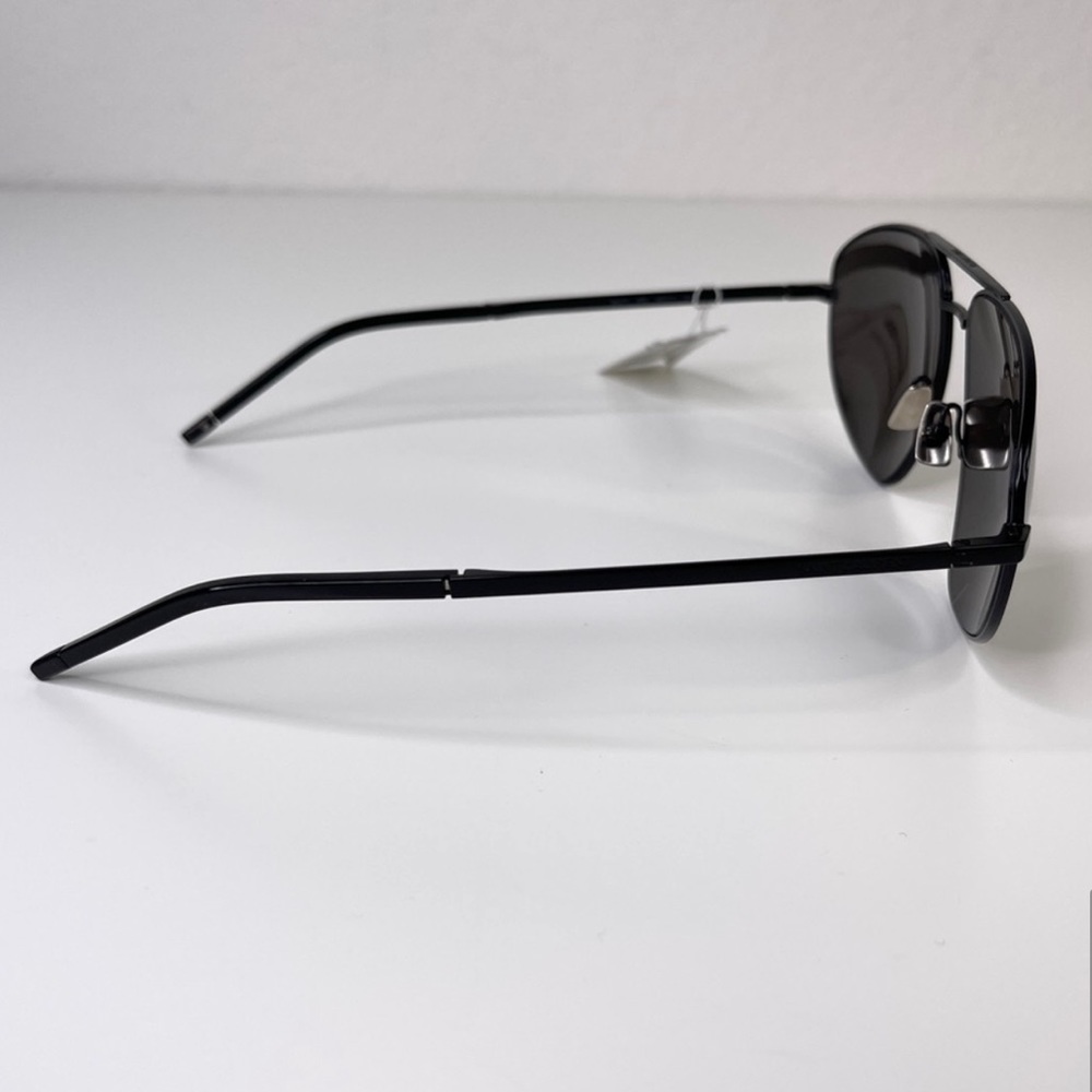 SAINT LAURENT Classic Aviator Sunglasses NEW 60mm Black Polarized - Picture 8 of 14